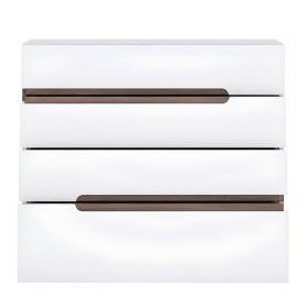   Komód, fehér - extra magas fényű HG/sonoma tölgyfa, LYNATET 44 TÍPUS