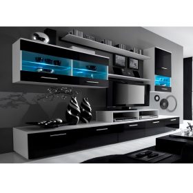   Nappali sor LED világítással, fehér/fekete- extra magas fényű HG, LEO