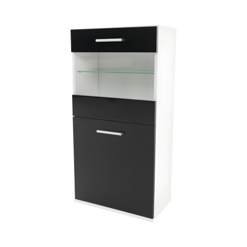 Nappali sor LED világítással, fehér/fekete- extra magas fényű HG, LEO