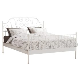   Fém ágy lécezett ráccsal, fém (fehér), 140x200, BEHEMOTH