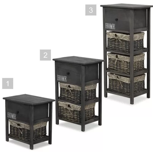 Komód, 2 kosár, 1 fiók, szürke-barna, DARKIE 2