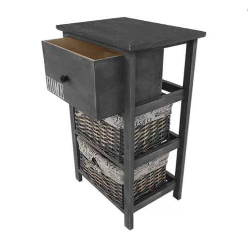 Komód, 2 kosár, 1 fiók, szürke-barna, DARKIE 2