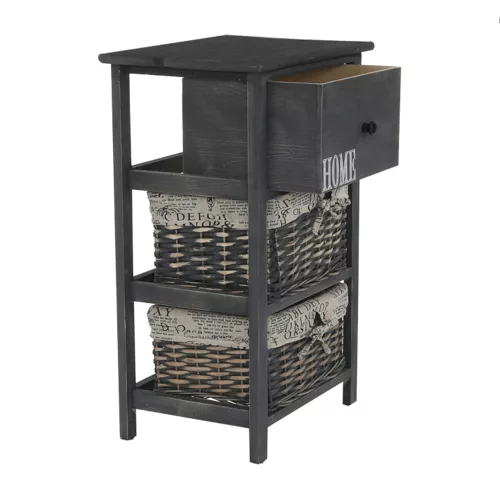 Komód, 2 kosár, 1 fiók, szürke-barna, DARKIE 2