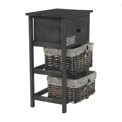 Komód, 2 kosár, 1 fiók, szürke-barna, DARKIE 2