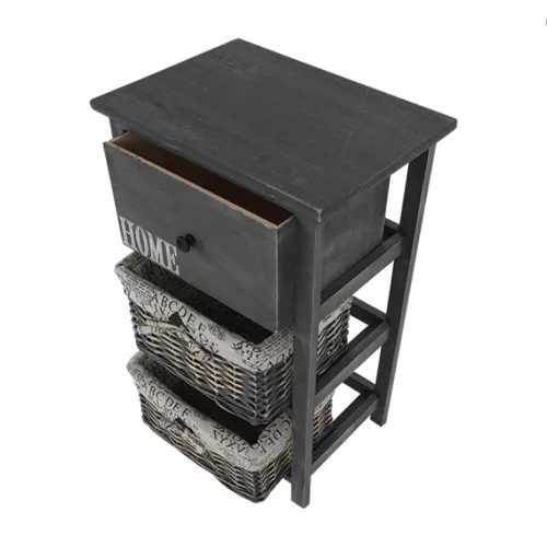 Komód, 2 kosár, 1 fiók, szürke-barna, DARKIE 2