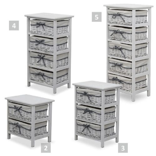 Komód, 2 fiókos, régi fehér RUBY2