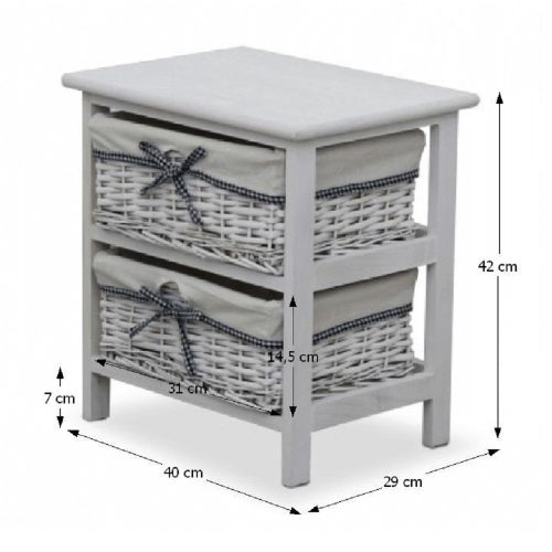 Komód, 2 fiókos, régi fehér RUBY2