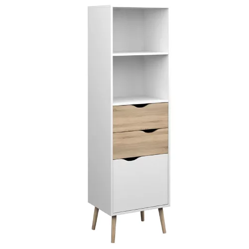 vitrines szekrény, tölgy sonoma/fehér, OSLO 75382