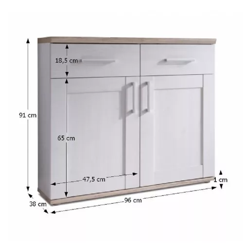 komód, fehér/tölgy san remo, PROVENSAL