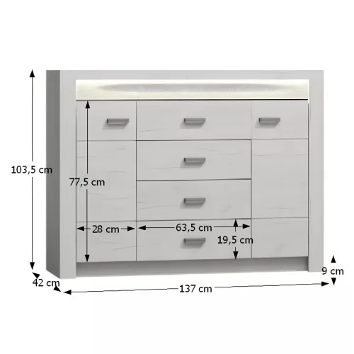 Komód, kőris fehér, INFINITY I-07