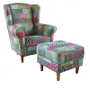füles fotel puffal, szövet patchwork M1, ASTRID