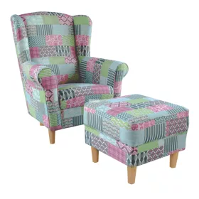 füles fotel puffal, szövet patchwork M1, ASTRID