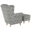 füles fotel puffal, szövet patchwork N1, ASTRID