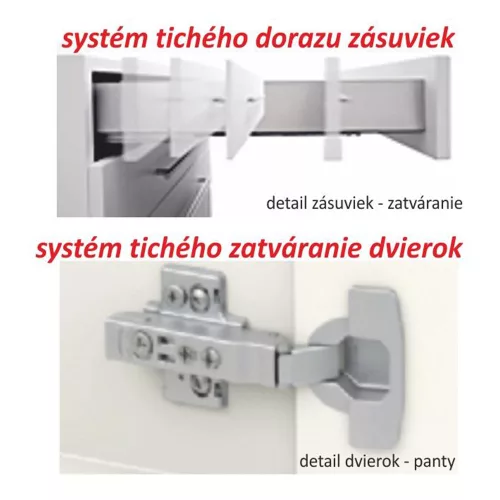 Alsószekrény három fiókkal D60, fehér magas fényű HG, LINE