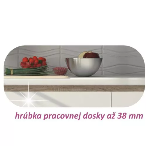 Alsószekrény három fiókkal D60, fehér magas fényű HG, LINE