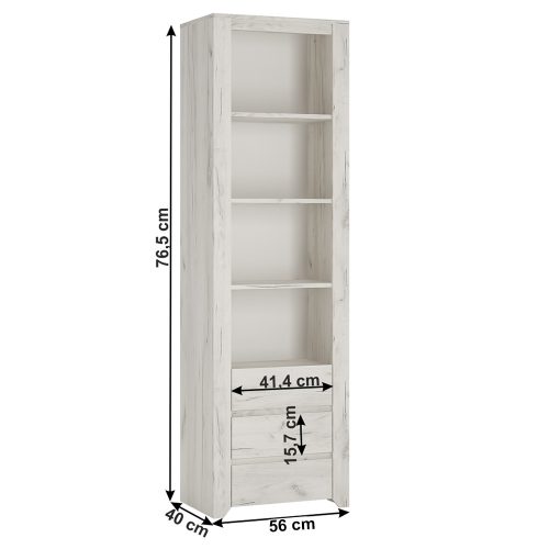 Könyvespolc typ 11, fehér craft, ANGEL