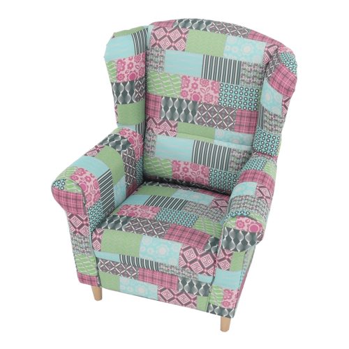 Füles fotel, szövet patchwork, CHARLOT