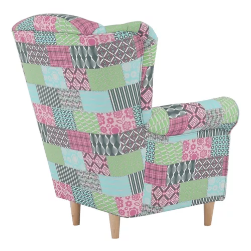 Füles fotel, szövet patchwork, CHARLOT