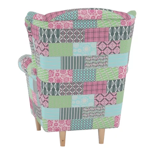 Füles fotel, szövet patchwork, CHARLOT