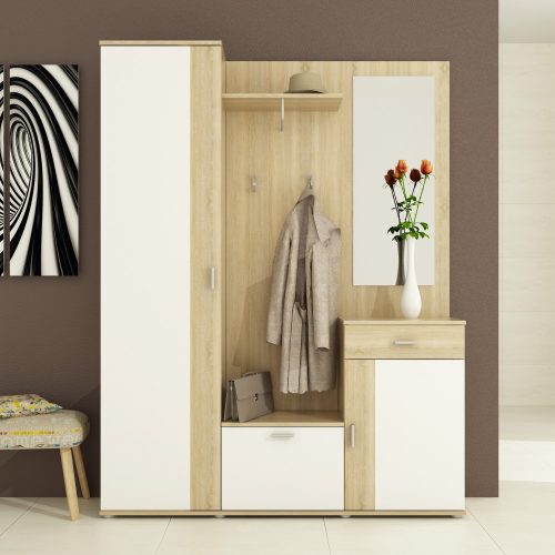 előszoba, tölgy sonoma/fehér,  AMALIA