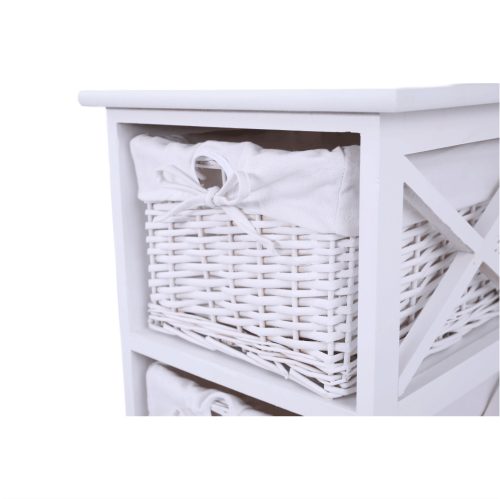 Komód, fa/vesszőfonás/szövet, fehér, RAFAELLO 3
