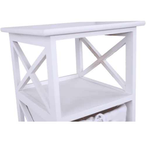 Komód, fa/vesszőfonás/szövet, fehér, RAFAELLO 3