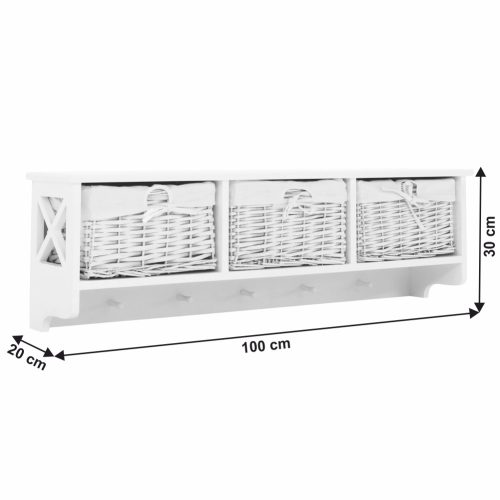 Akasztós polc 3 kosárral, fehér, RAFAELLO