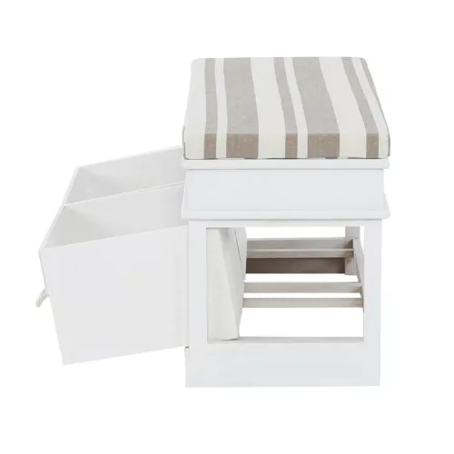 Lóca párnával, 2 fiók, fehér/világosbarna, SEAT BENCH 1 NEW