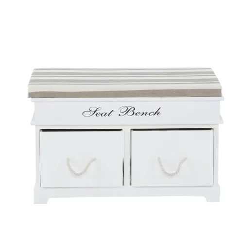 Lóca párnával, 2 fiók, fehér/világosbarna, SEAT BENCH 1 NEW