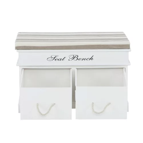 Lóca párnával, 2 fiók, fehér/világosbarna, SEAT BENCH 1 NEW