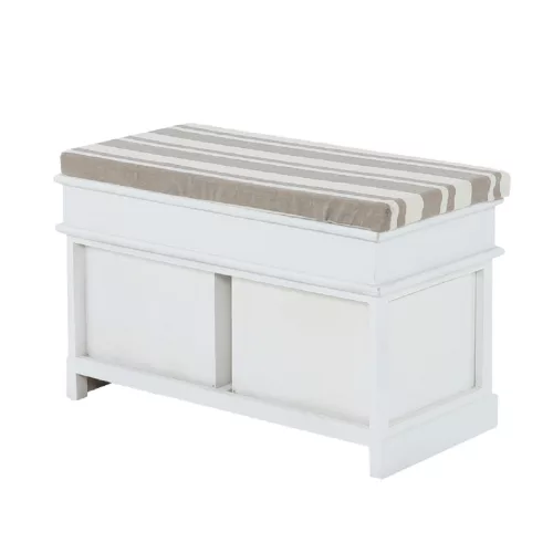 Lóca párnával, 2 fiók, fehér/világosbarna, SEAT BENCH 1 NEW