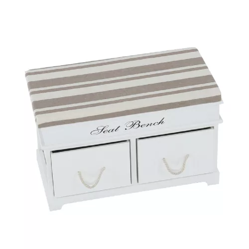 Lóca párnával, 2 fiók, fehér/világosbarna, SEAT BENCH 1 NEW