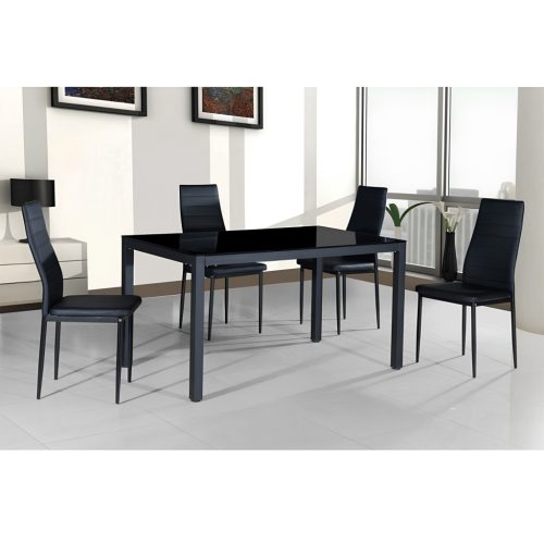 Szék, fekete műbőr/fekete fém, COLETA NOVA