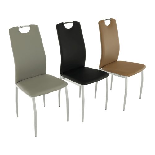 Szék, textilbőr szürke/króm, ERVINA