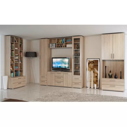 TV szekrény üveg, DTD laminált, tölgy sonoma, DUNAJ  TYP6