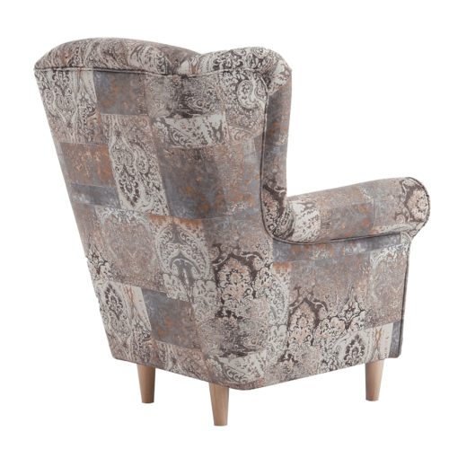 Füles fotel, szövet vintage barna, CHARLOT