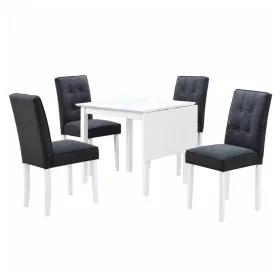   Étkezőgarnitúra bővíthető asztallal, fehér/szürke, BJORK 1+4