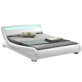Modern ágy RGB LED világítással, fehér, 160x200, FILIDA