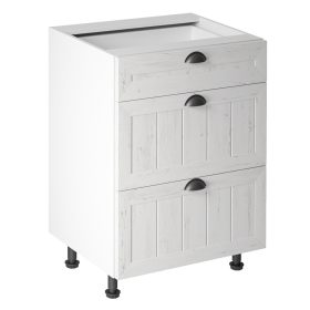   Alsószekrény három fiókkal D60S3, fehér/sosna andersen, PROVANCE