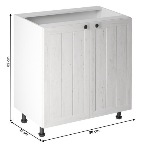 alsószekrény ajtóval D80, fehér/sosna andersen, PROVANCE