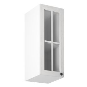   Felsőszekrény üveggel G30S, balos, fehér/sosna andersen, PROVANCE