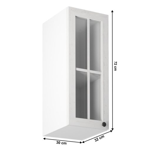 Felsőszekrény üveggel G30S, balos, fehér/sosna andersen, PROVANCE