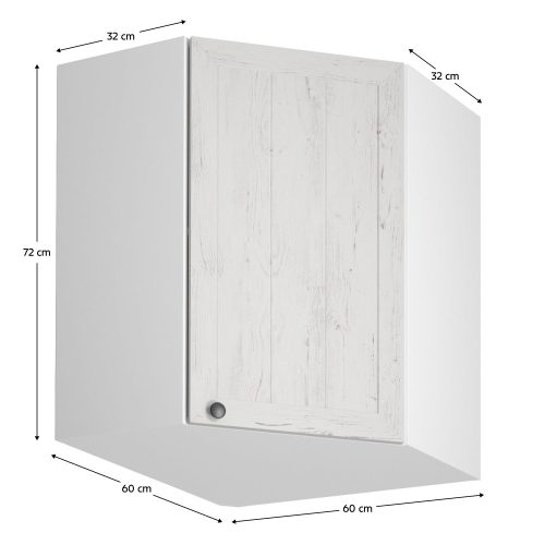 Felső sarokszekrény G60N, fehér/sosna andersen, jobb, PROVANCE
