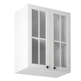   Kétajtós felsőszekrény üveggel G60S, fehér/sosna andersen, PROVANCE