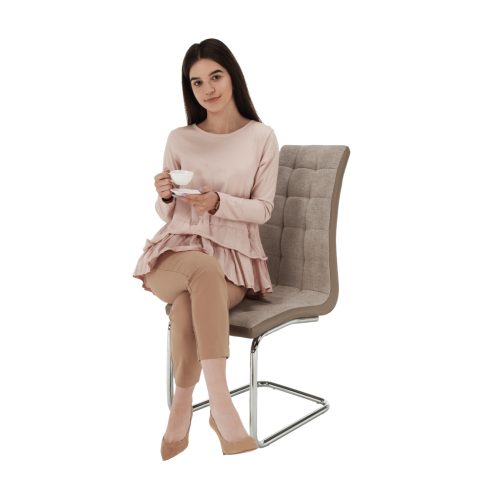 Étkezőszék, bézs/króm, SALOMA NEW