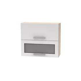   Billenő felsőszekrény üveggel 2DV, tölgy sonoma/fehér, NOVA PLUS NOPL-016-OH