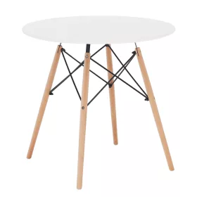 Étkezőasztal, fehér/bükk, átmérő 60 cm, GAMIN NEW 60