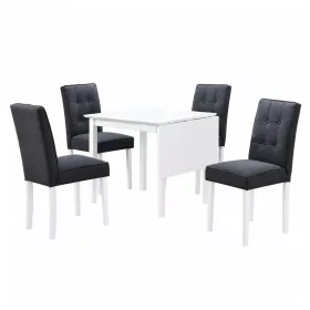   Étkező szett, kihúzható asztal, fehér/szürke, BJORK New 1+4