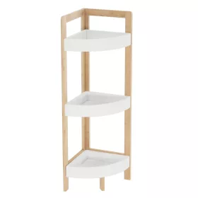 Sarokpolc, fehér/természetes bambusz, FONG