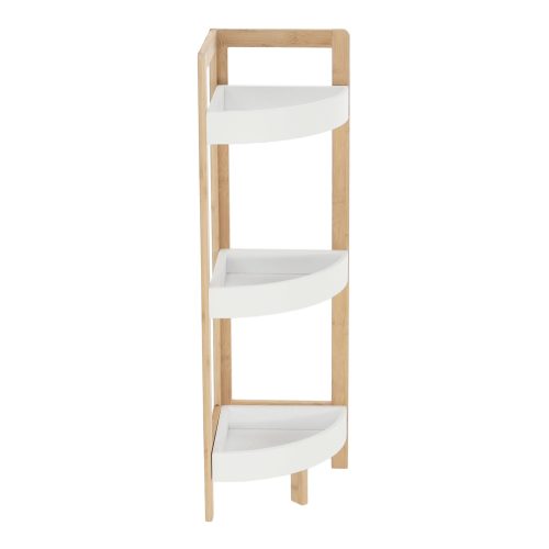 Sarokpolc, fehér/természetes bambusz, FONG